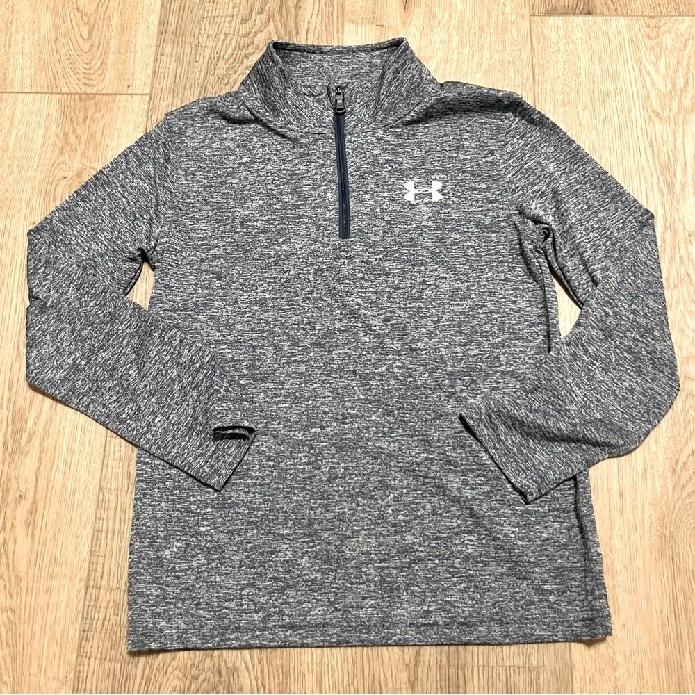 Under Armour Boys Heathered Navy Performance Pullover, Size 7